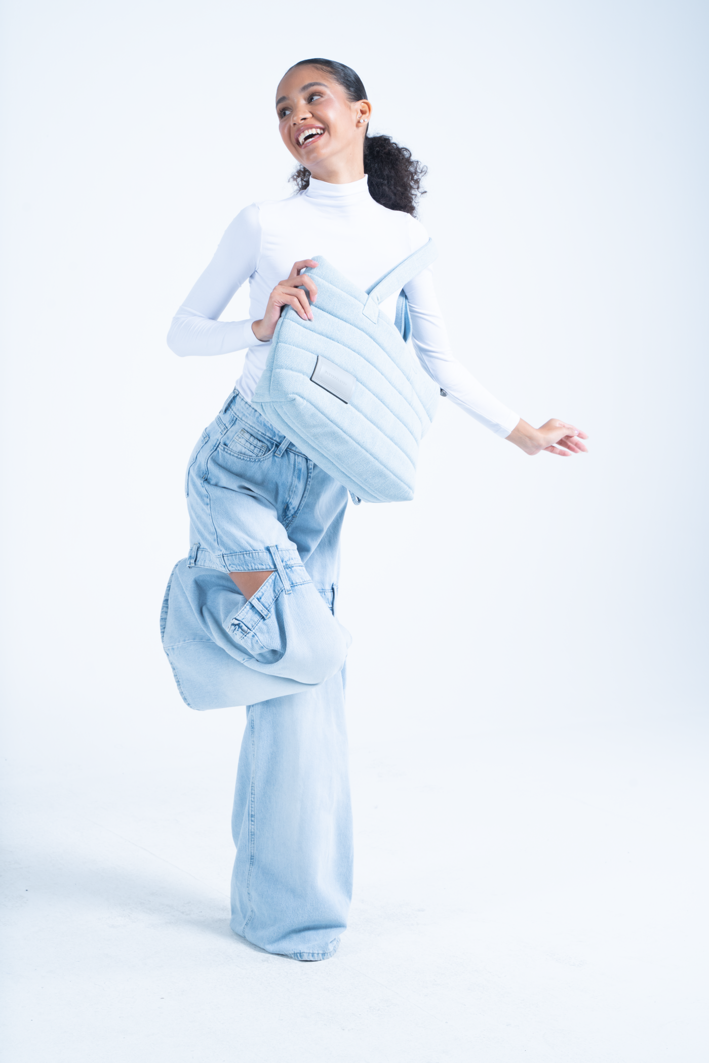 Denim Puffy Tote Bag